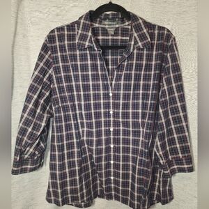 Eddie Bauer 2XL Plaid 3/4 Sleeve